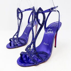 Christian Louboutin Double L Strass Crystal Elektra Sandal Heels Womens EU 36